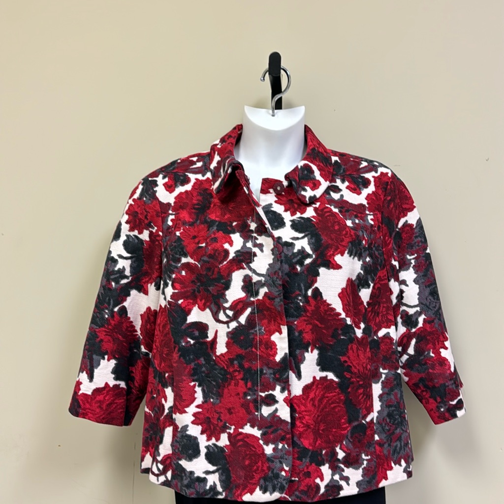 Talbots Plus Size Red Floral Blazer/Jacket